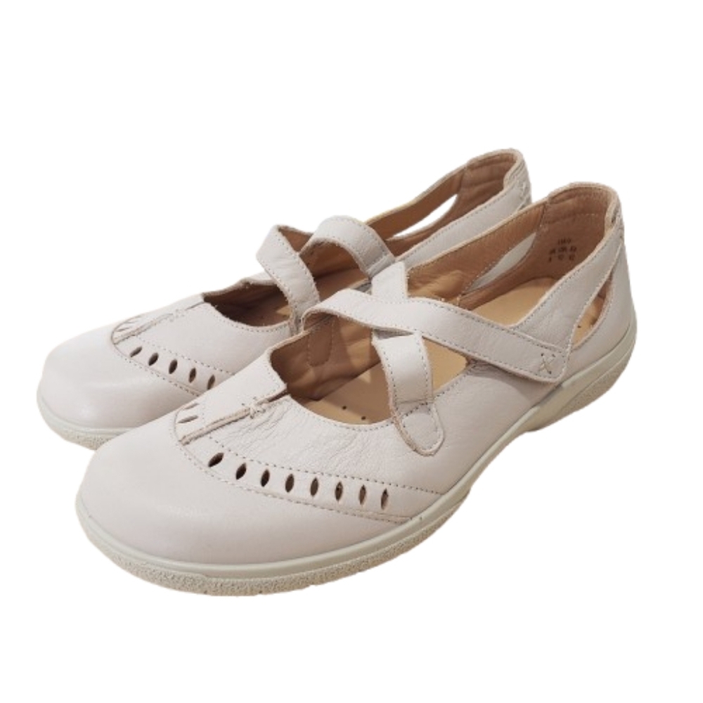 Hotter Comfort Concept Lulu Mary Jane Shoes Size 10 Cream Beige Casual Comfy - Picture 5 of 10